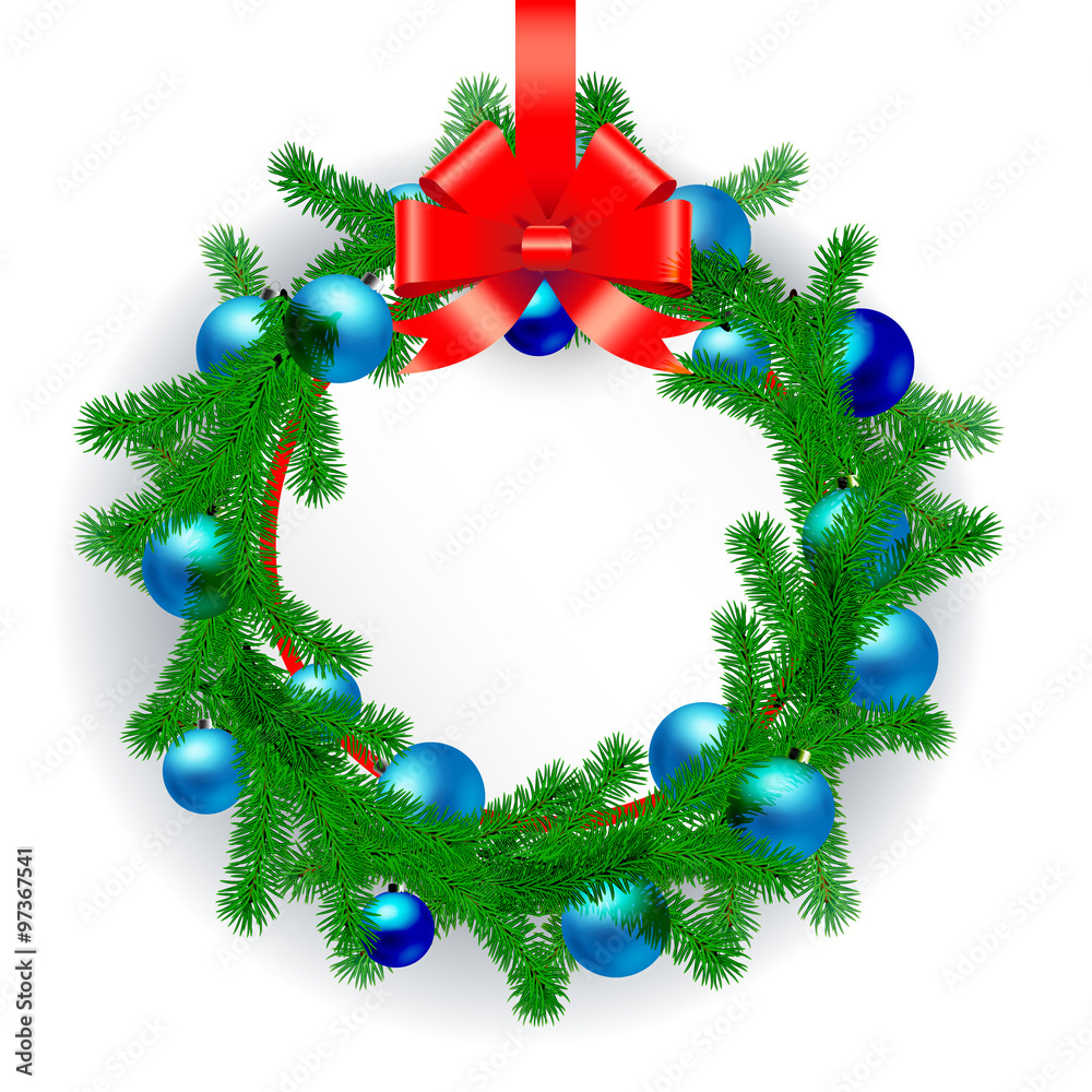 Card with Christmas wreath. Card with Christmas wreath.
