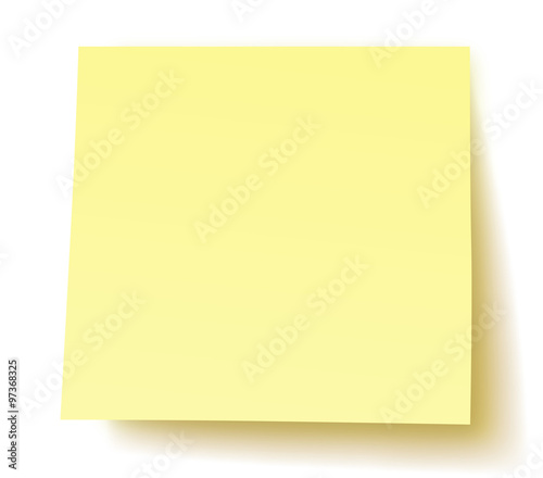 Quadratischer, unbeschrifteter Postit-Zettel / gelb, Vektor, freigestellt