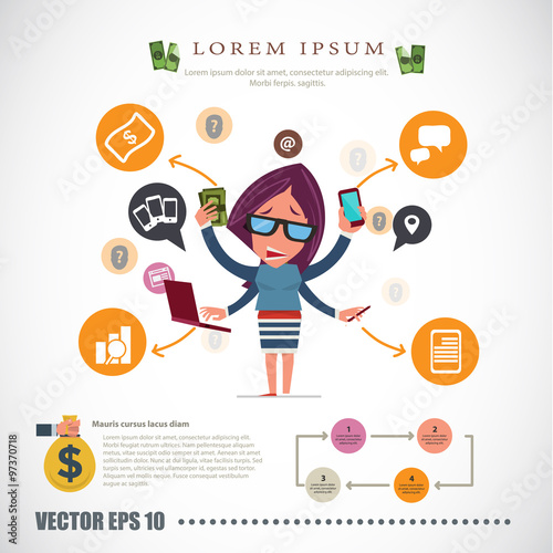 busy women. businessman character - vector