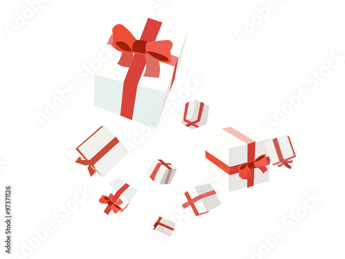 Gift box falling from the sky - vector