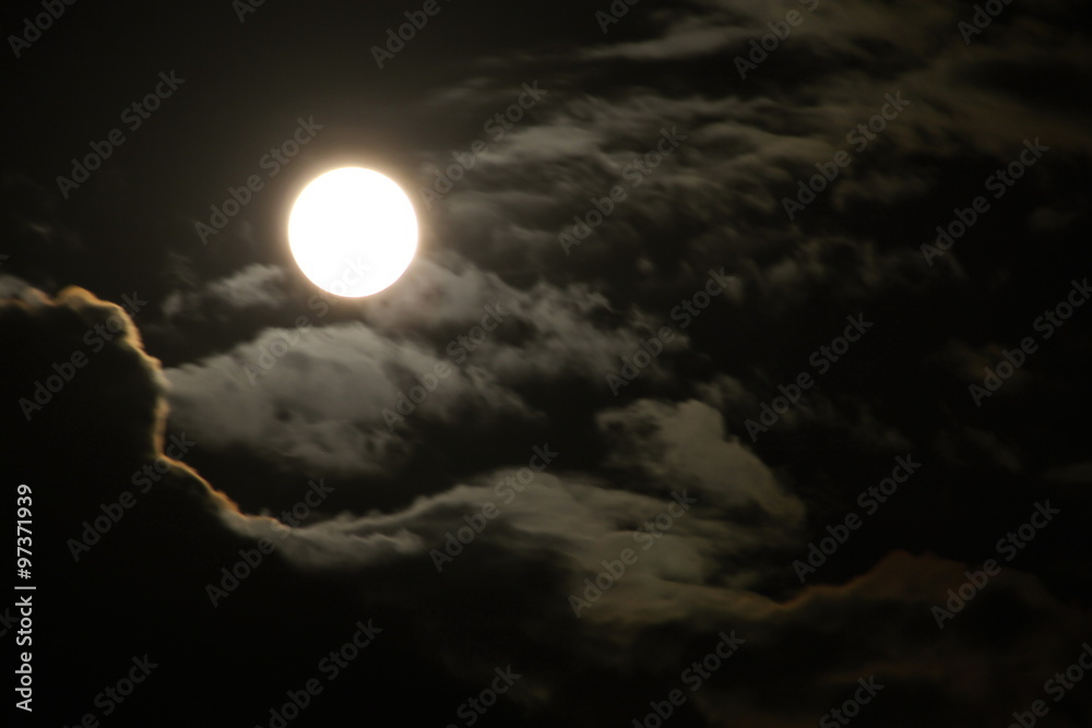 Full moon in the cloud