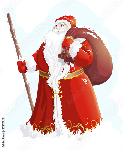 Grandfather Frost painted on a white background