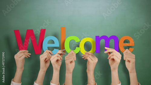 Hands holding up welcome