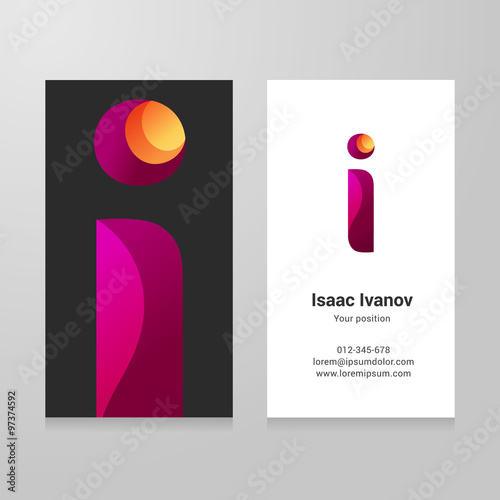 Modern letter i twisted Business card template