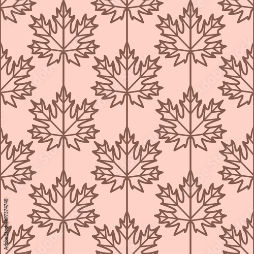 Maple leaves seamless vector pattern. Vintage style and colors (light orange-red). Wrapping paper design.