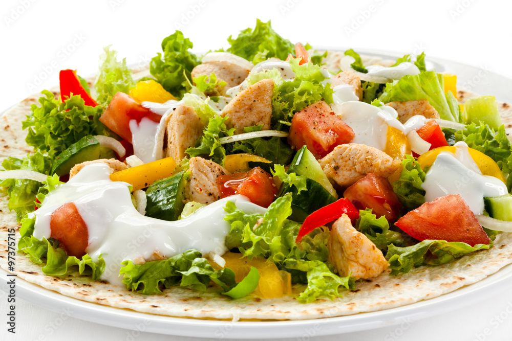 Kebabs - grilled meat and vegetables Kebabs - grilled meat and vegetables
