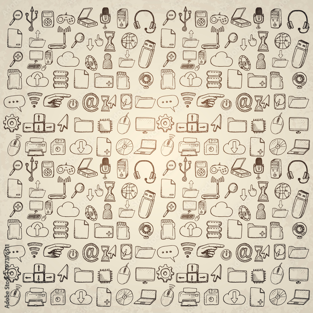 Hand drawn computer icons set. Hand drawn computer icons set.