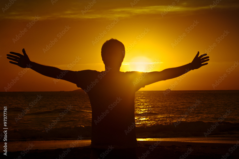 Man enjoying the sunset in Ibiza, Balearic Islands