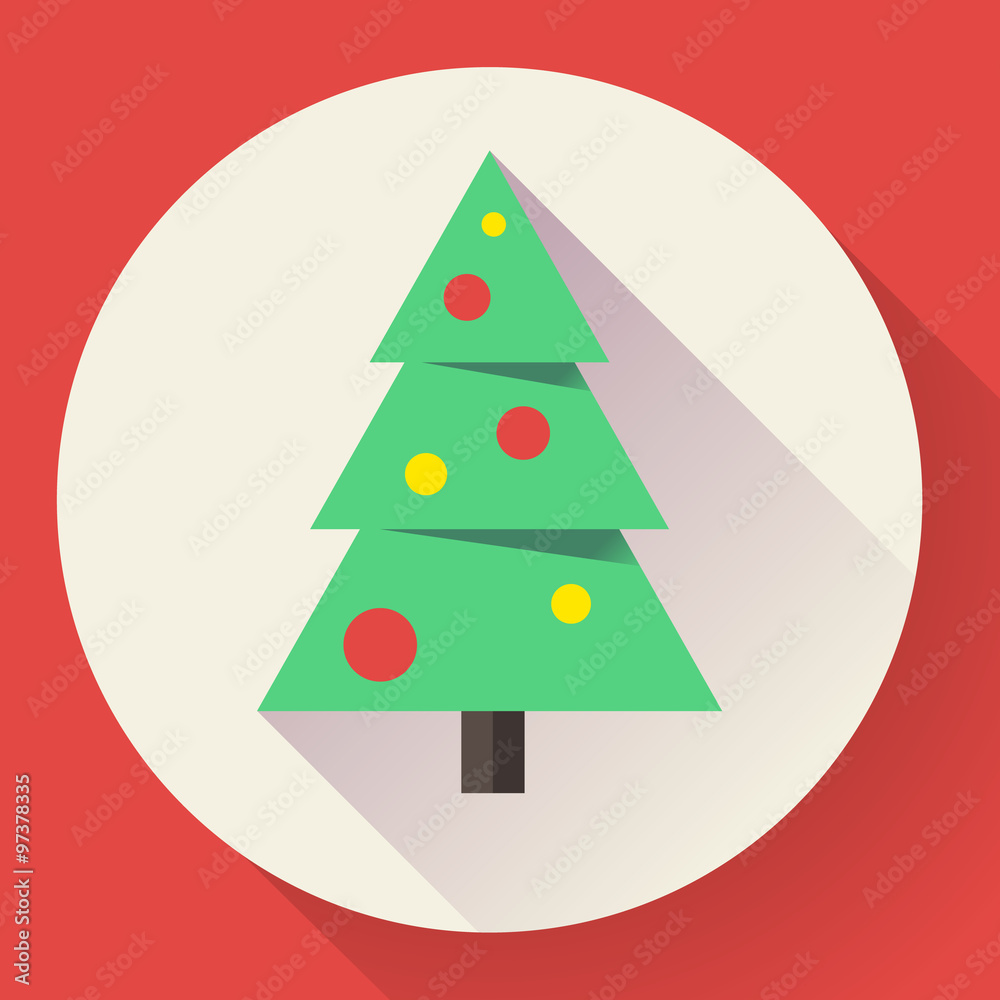 Color icon of christmas tree. Flat designed style Color icon of christmas tree. Flat designed style
