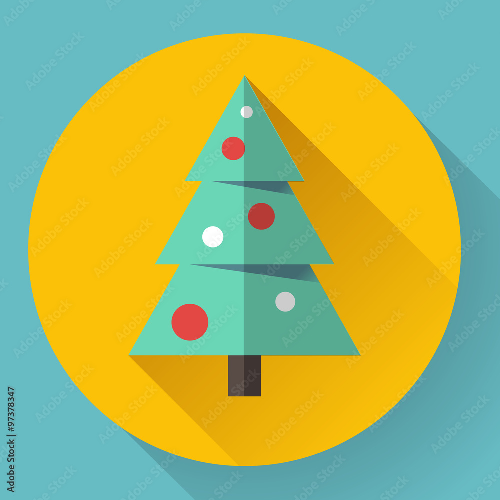 Color icon of christmas tree. Flat designed style Color icon of christmas tree. Flat designed style