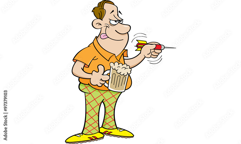 Cartoon illustration of a man throwing a dart. Stock Vector Adobe Stock