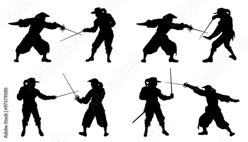 musketeer duel silhouettes photo