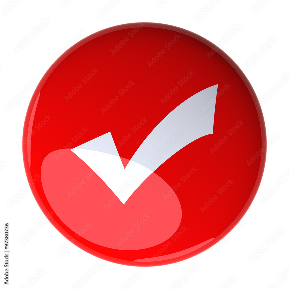 Red Check Mark Button. Digitally generated 3d image. Red Check Mark Button. Digitally generated 3d image.