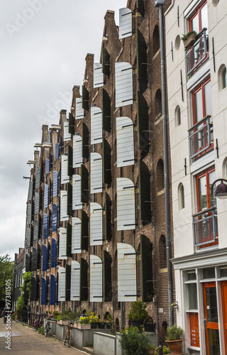 Typical Amsterdam brick stone house