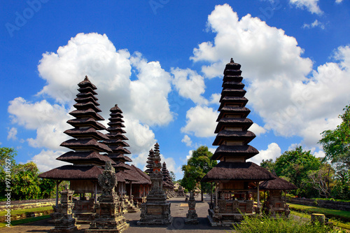 Bali temple on blue sky and sunshine background