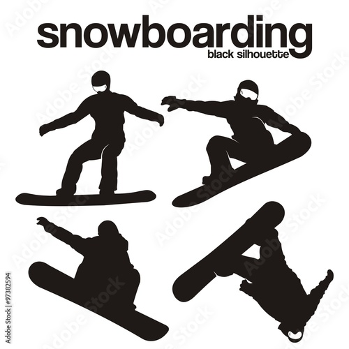 Black Silhouette of Snowboarding