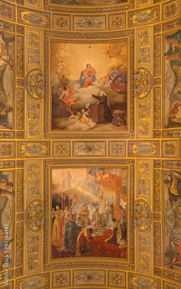 Rome - The ceiling fresco in church Basilica di Sant Andrea della Valle. 