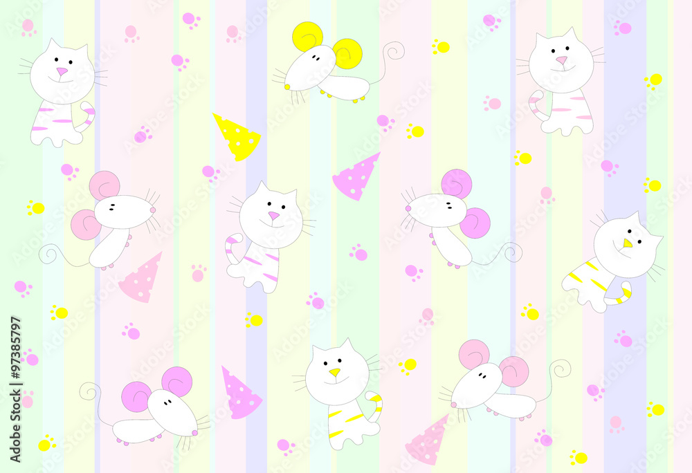 Seamless pattern with cats and mice Seamless pattern with cats and mice