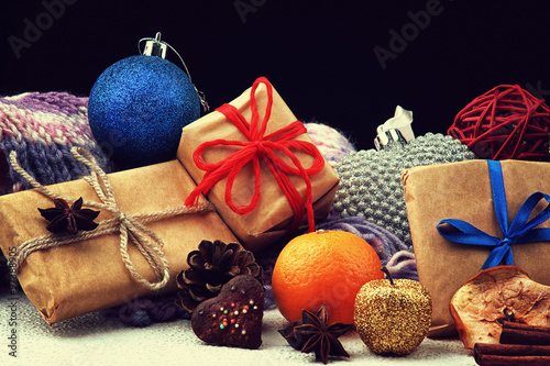Christmas gift boxes and christmas decoration