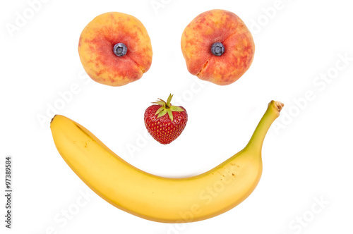 Fototapeta Naklejka Na Ścianę i Meble -  Fun food. Banana smile