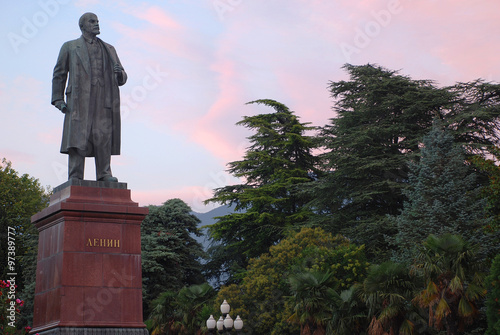 The monument to Vladimir Lenin in Yalta against the evening sky