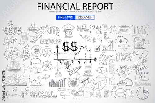 Financial Report concept with Doodle design style © DavidArts