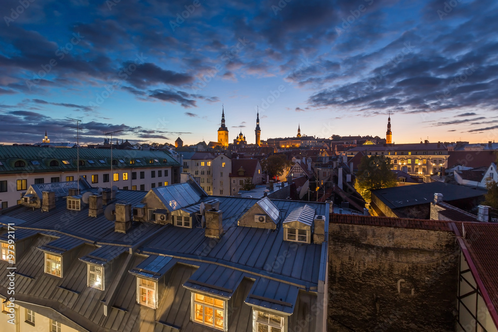 Tallinn, Estonia at the old city. - obrazy, fototapety, plakaty 