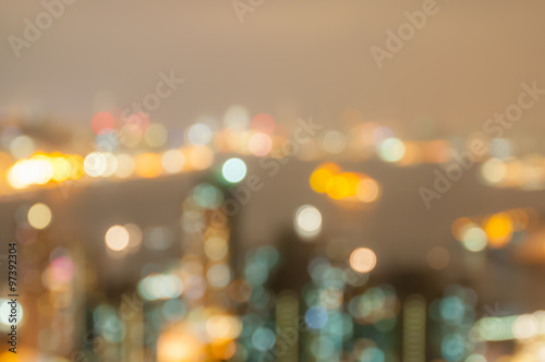 Photography Bueautiful night bokeh city at hongkong