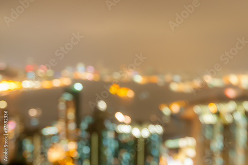 Photography Bueautiful night bokeh city at hongkong