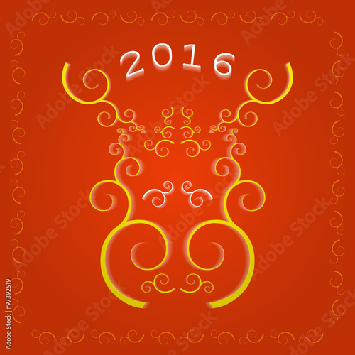 New Year 2016 greeting card, elk muzzle.