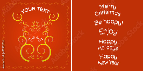 Greeting card template, elk muzzle and  different congratulation