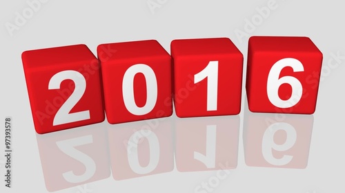 Neujahr 2016 Würfel, rot, fallend