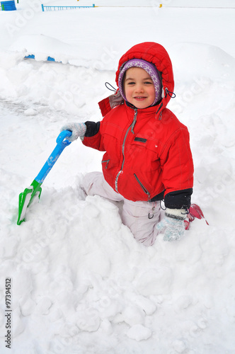 Young girl on snow