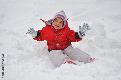 Young girl on snow