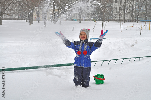 Young girl on snow