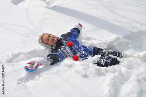 Young girl on snow