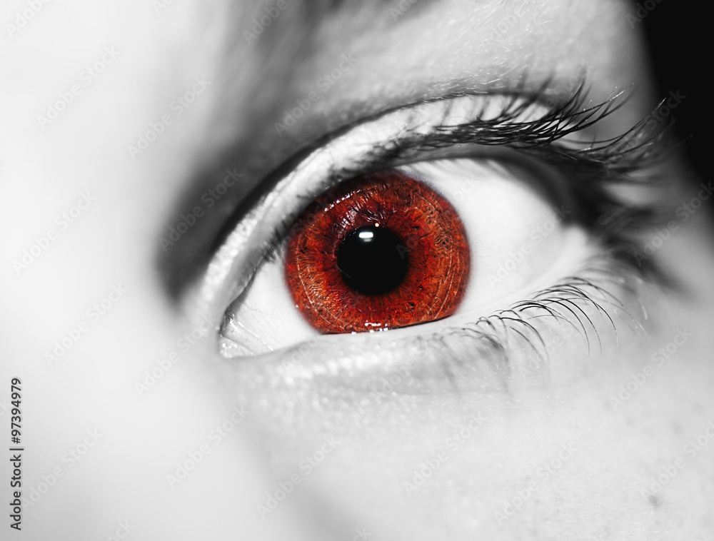 Naklejka premium Image of man's red eye close up.