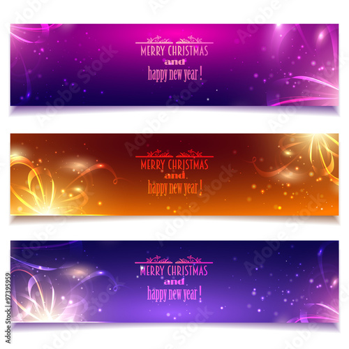 set of holiday banners, christmas