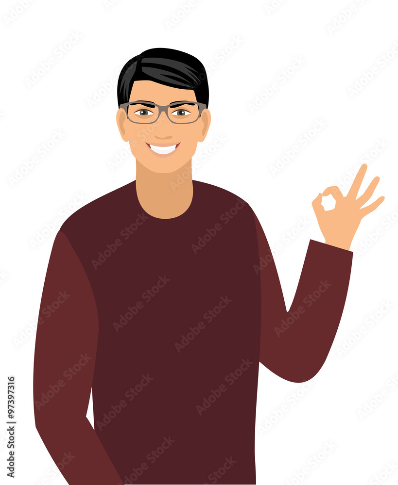 vector illustration of a young man showing thumbs up okay vector illustration of a young man showing thumbs up okay