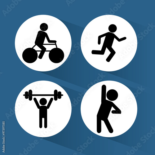 Gym and fitness icons design 