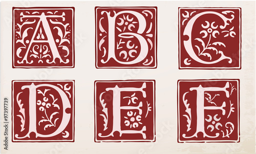 vector set of letters in the old vintage style. Part 1