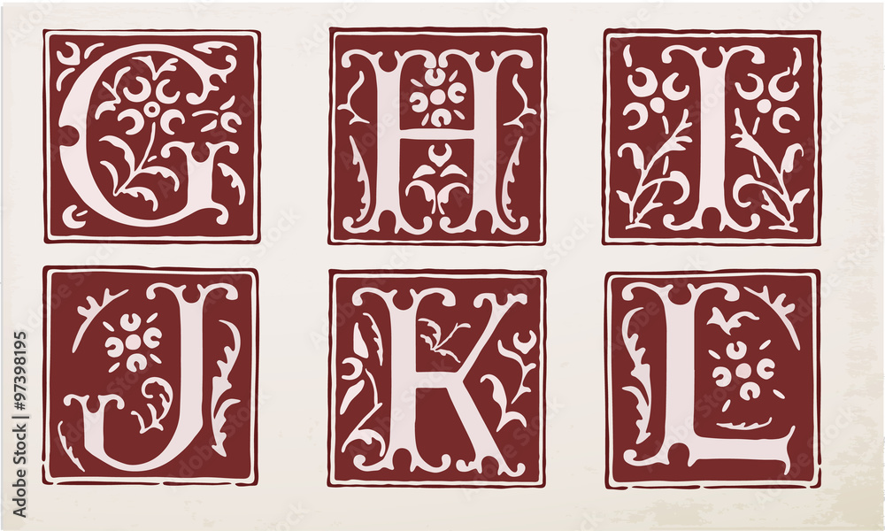 Fototapeta premium vector set of letters in the old vintage style. Part 2.