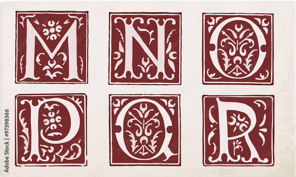 vector set of letters in the old vintage style. Part 3.