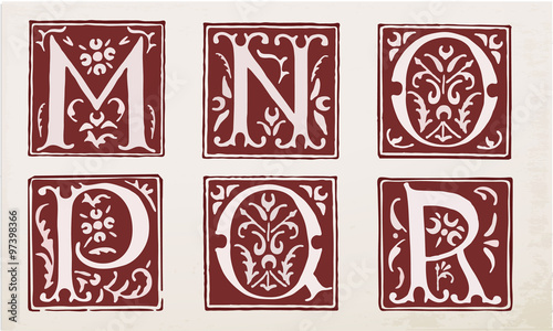 vector set of letters in the old vintage style. Part 3.