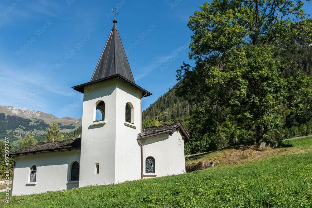Alpin church in the Valais, Switzerland