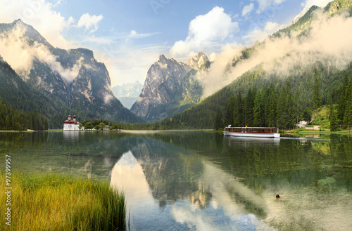 lake and mountain mystic scenery for travel destination
