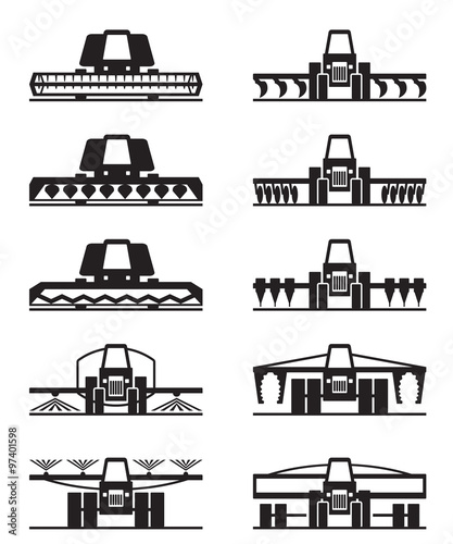 Agricultural machinery icon set - vector illustration