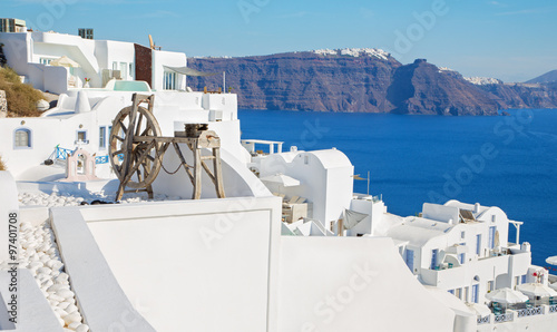 Sanrorini - The barrel organ from Oia and outlook to east. photo