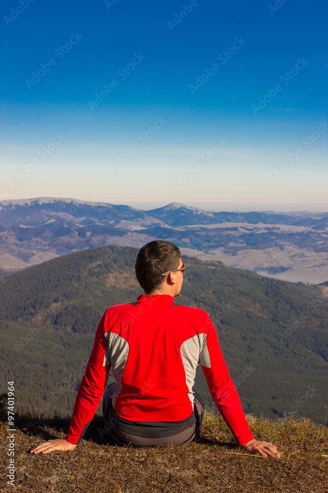 Naklejka premium Hiking in the mountains.