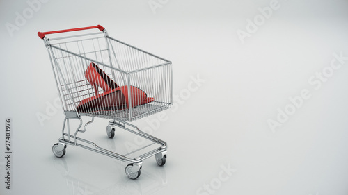 shopping cart with Red shoes